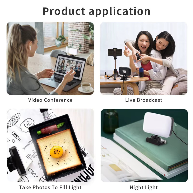 SZKOSTON Videokonferenz-Selfie-Lampe in Schwarz mit dimmbarer Beleuchtung und Clip für iPad, Computer-Webcam und Live-Streaming - Bild 2