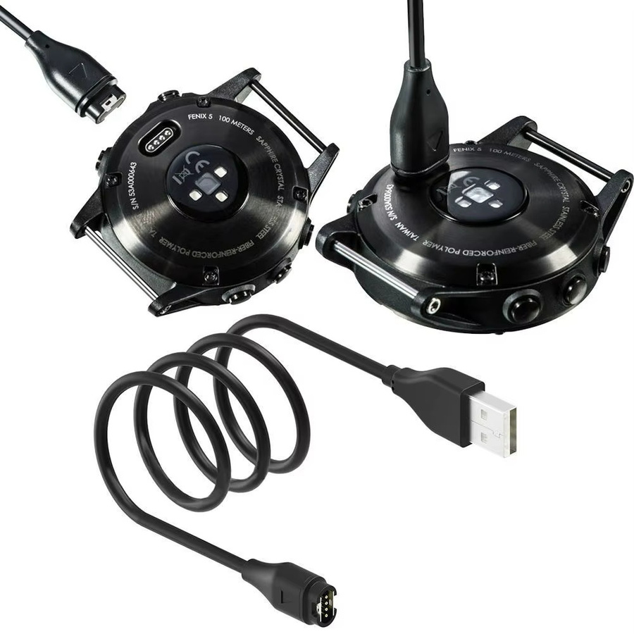 USB Typ C Ladekabel für Garmin Fenix 7 7S 7X 6 6S 6X 5 5S 5X Vivoactive 3 4S Venu 2 2S 3 3S in Schwarz, Länge: 1 m - Bild 2