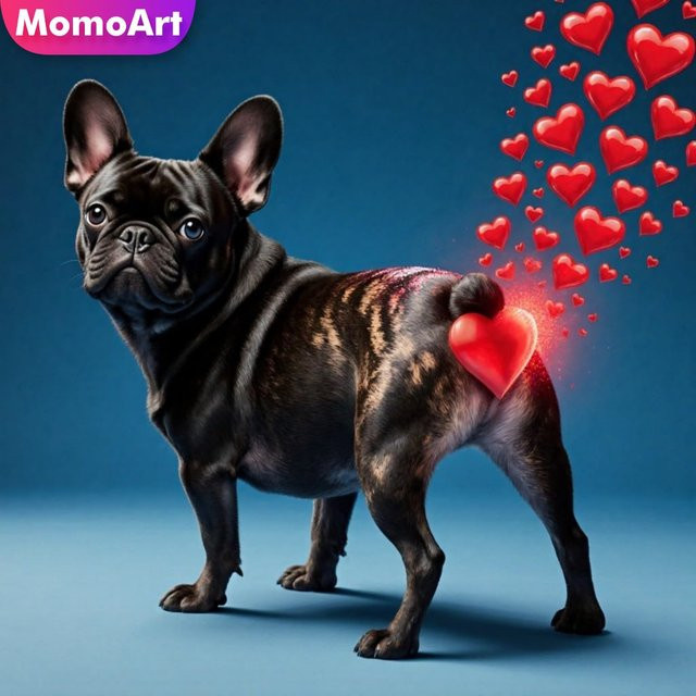 Momoart Hund Diamant Mosaik Tier, Diamant Malerei, Liebe Herz Muster - Bild 1
