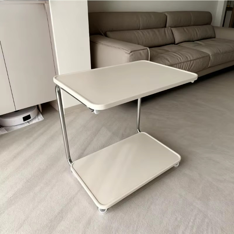 Mobiler Beistelltisch von LIUSHADUOLA mit Rollen, moderner Couchtisch aus MDF-Laminat für Wohnzimmer und Schlafzimmer, rechteckig, Schwarz oder Weiß - Bild 3