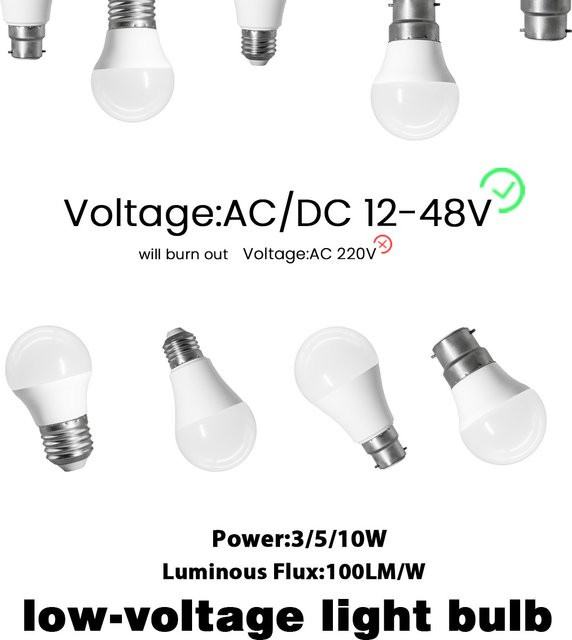 25 Stück Gatetop LED-Glühbirnen E27 B22 G45 A60, DC AC 12V-48V, Tageslicht Weiß, Superhelle Illa-Lampe für Innen- und Außenbeleuchtung - Bild 1