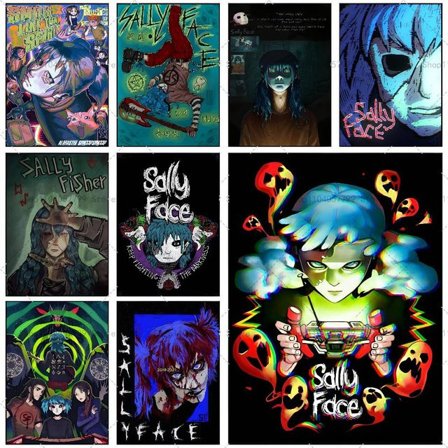 Sally Face Game Poster selbstklebender Wandaufkleber wasserfester Papierdruck Mehrfarbig - Bild 1