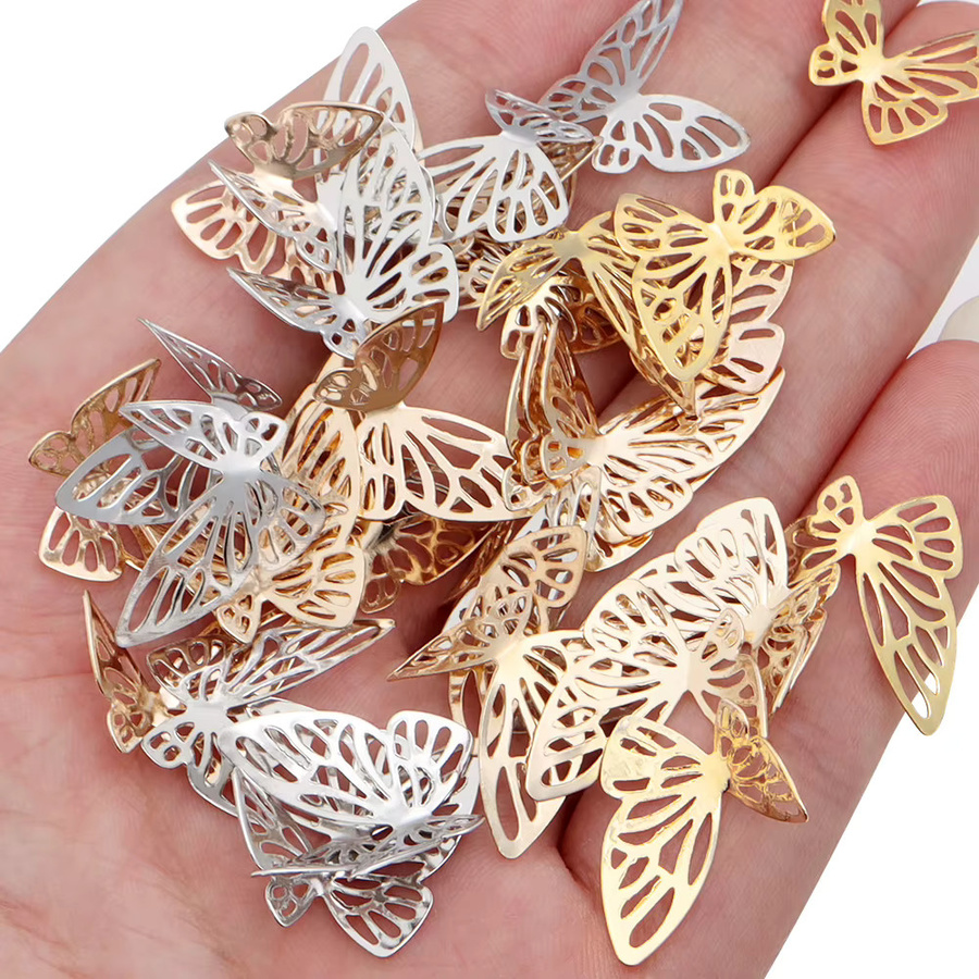 Linsoir Beads Anhänger Schmetterling, Eisen, Gold, 50 Stück - Bild 2