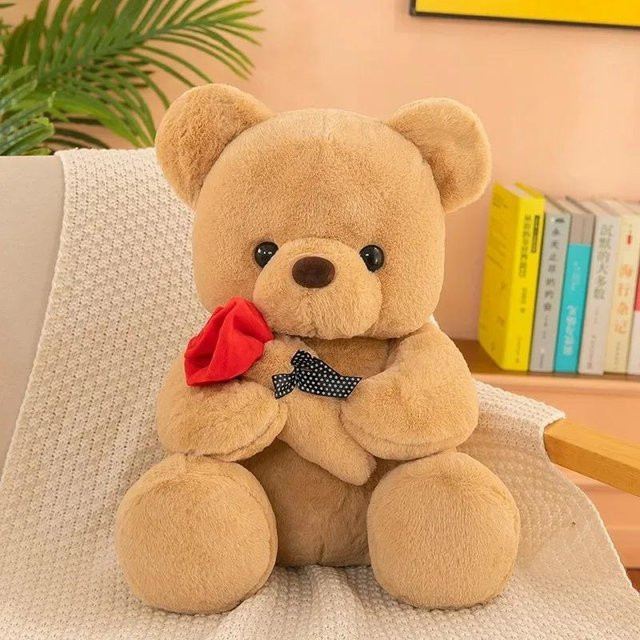 Yiran Health & Beauty Kawaii Teddybär mit Rosen, Plüschtier, Braun - Bild 1