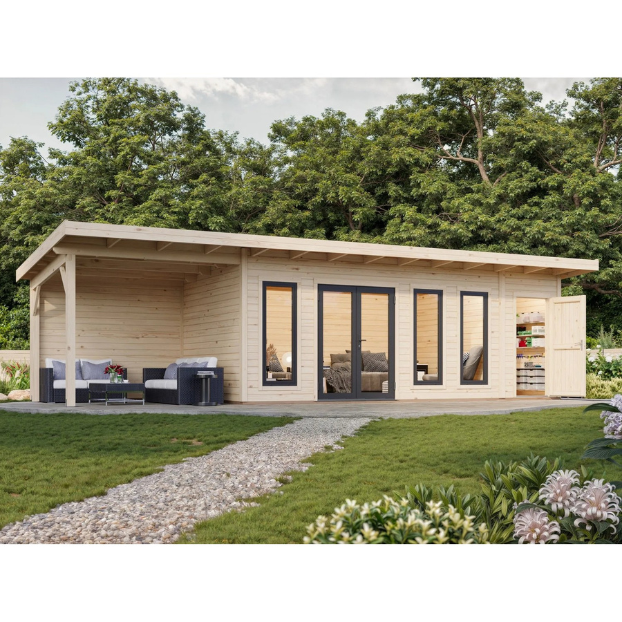 Palmako Gartenhaus Aurelia aus Fichtenholz mit Pultdach in Natur - Bild 2