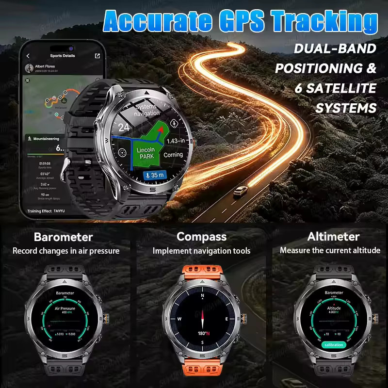 GUHUAVMI Smartwatch, GPS, 10 ATM, 1,75", Schwarz, Herren - Bild 2