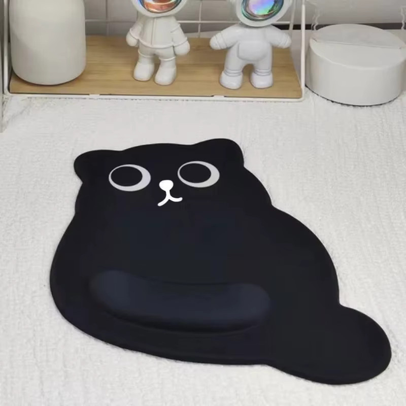 Gaming Mauspad Mode Big-Eyed Katze mit Handgelenkauflage in Schwarz - Bild 3
