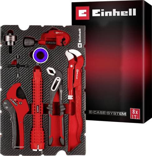 Einhell Klempner-Set Sanitärinstallation 8-teilig mit Werkzeug-Pad und E-Case in Schwarz-Rot - Bild 1