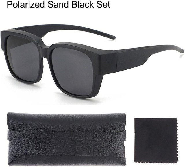 Dote Fitover-Sonnenbrille, Wrap-Around, quadratisch, schwarz, polarisiert, Damen - Bild 1