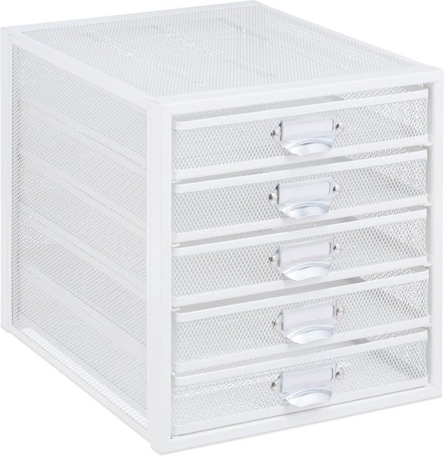 Relaxdays Schubladenbox aus Stahl in Weiß mit 5 Schubfächern, B: 29 cm, T: 27,5 cm, H: 35,5 cm - Bild 1