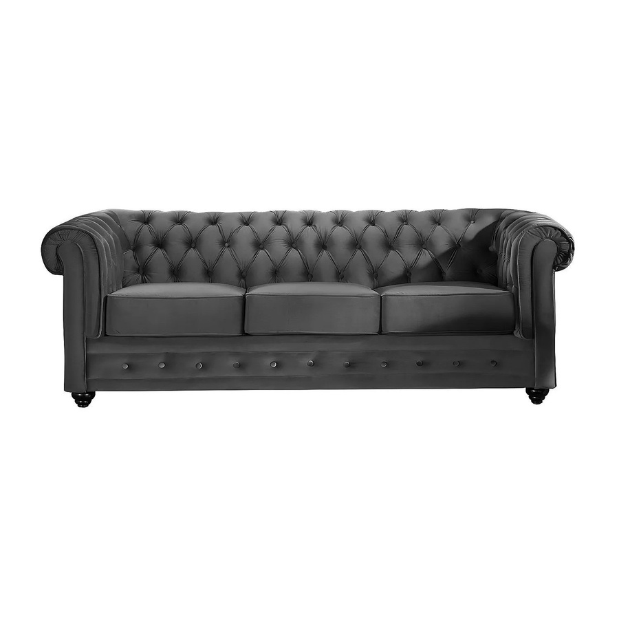 Vente-unique Chesterfield Sofa aus Samt in Anthrazitgrau, Breite: 205 cm - Bild 2