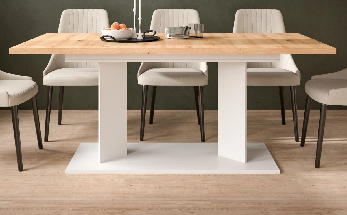 Esstisch Anton von Inn.Furn, ausziehbar, Eiche und Weiß, Rechteckig - Bild 2