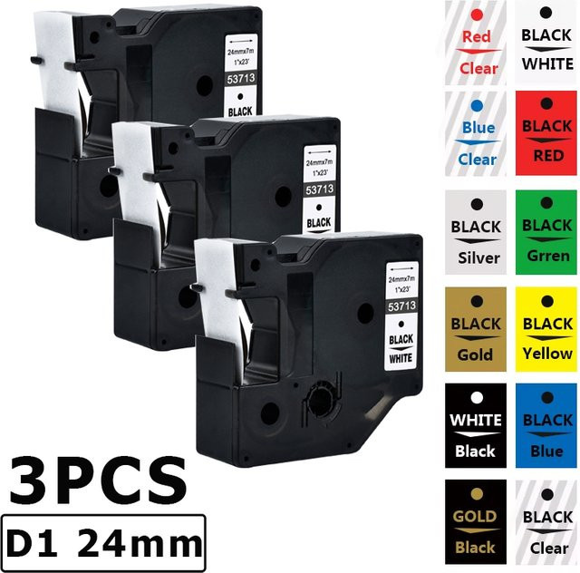 MrLabel 3er Set kompatible Dymo D1 Beschriftungsbänder 24 mm in Schwarz und Weiß für Dymo Labelmanager LM420P und Rhino 5200 6000+ - Bild 1