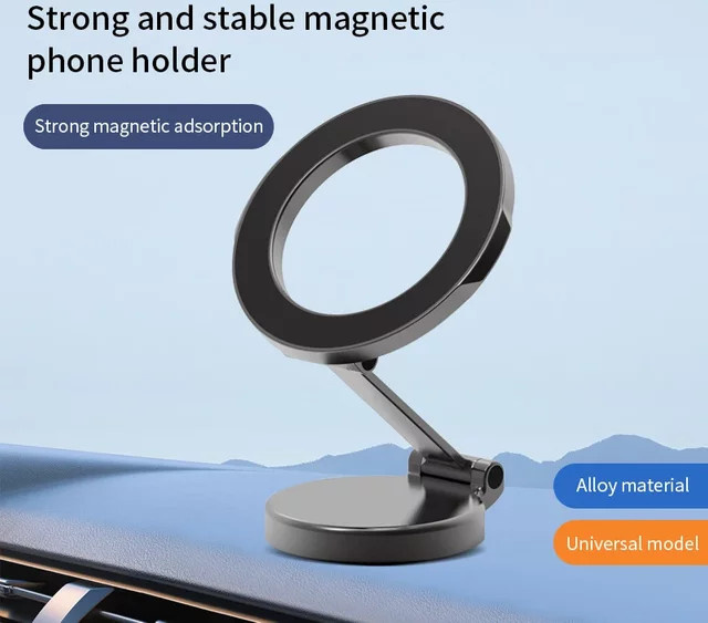 HTHwish Magnetischer Handyhalter für das Auto, 360 Grad drehbar und verstellbar, MagSafe kompatibel für iPhone 15, Samsung und Xiaomi, Farbe: Silber - Bild 1