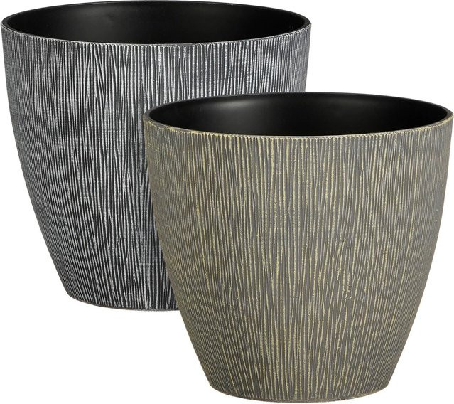 Mica Decorations Topf Mambo 2er Set in Grau und Grün, Durchmesser: 22,5 cm, Höhe: 20 cm - Bild 1