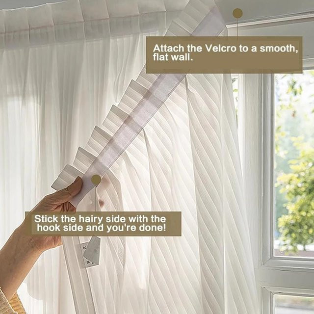 Transparenter Paneelvorhang mit Klettverschluss zur selbstklebenden Montage, weiß, B: 170 cm, H: 170 cm - Bild 1