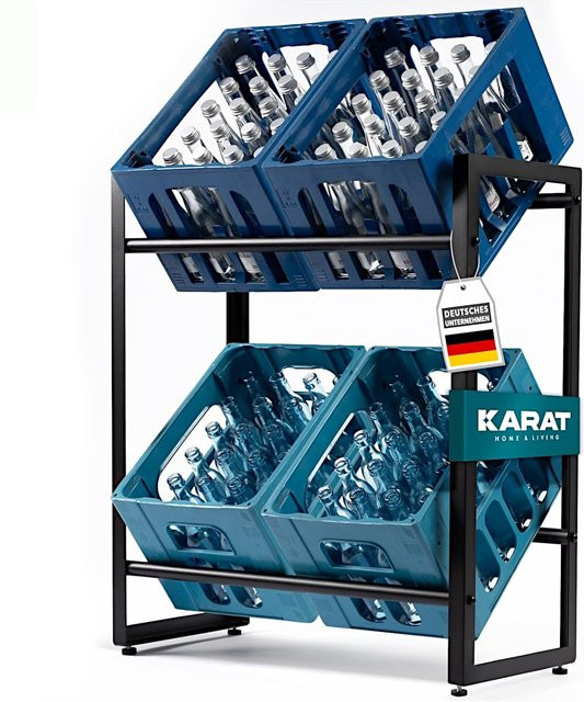 Karat homeliving Flaschenkastenständer Kenji Lagerregal aus Stahl in Schwarz B/T/H: 70 x 32 x 79 cm - Bild 3