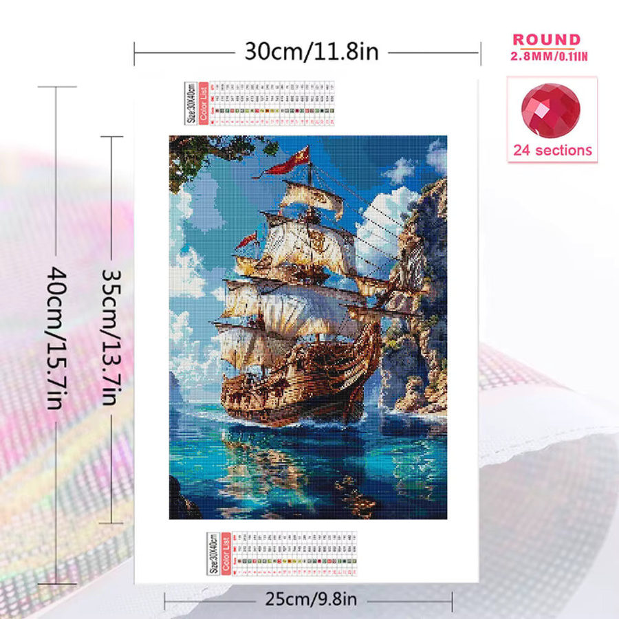 YUTTEE Diamant Mosaik Set Boot Landschaft Acryl Handwerk Malerei als Kreuzstich Kit in Multicolour - Bild 2