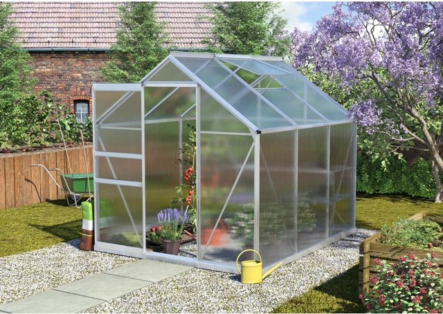 Vitavia Gewächshaus Calypso 4400 HKP mit Aluminium-Rahmen und Polycarbonat-Verglasung inklusive Schiebetür, Dachfenster und Regenrinnen - Bild 1