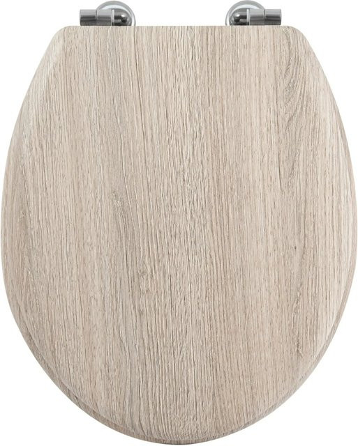 MSV WC-Sitz Parkett aus MDF in Braun, oval, B/T/H: 42,5 x 36,5 x 5 cm - Bild 1