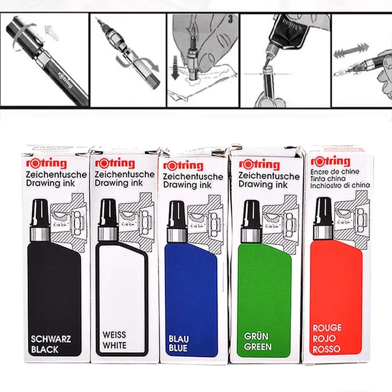 Rotring Isograph Technischer Zeichenstift und Fineliner mit 23 ml Flüssigtinte in Schwarz und Weiß - Bild 1