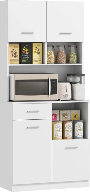 HOMCOM Küchenschrank Hochschrank aus MDF in Weiß mit Soft-Close-Türen und Regalfächern, B/T/H: 80 x 35 x 180 cm - Bild 1