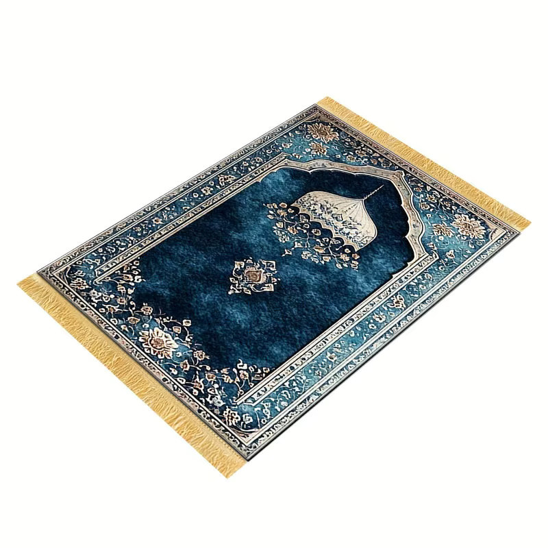 VIKAMA Islamische Gebetsmatte mit orientalischem Muster in Blau - Bild 3