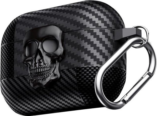 Magnetische Kopfhörerhülle Anzug Schläger Totenkopf Serie für AirPods Pro 3 2 1 und AirPods 4 mit Haken in Schwarz - Bild 1