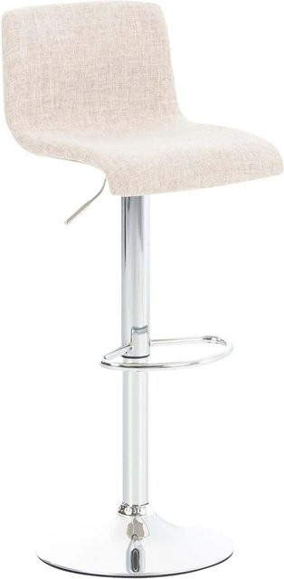 DELUKE Barhocker BERLIN Tresenhocker mit Lehne in Creme, Stoff und Metall, 360 Grad drehbar, B/T/H: 39 x 36 x 110 cm - Bild 1