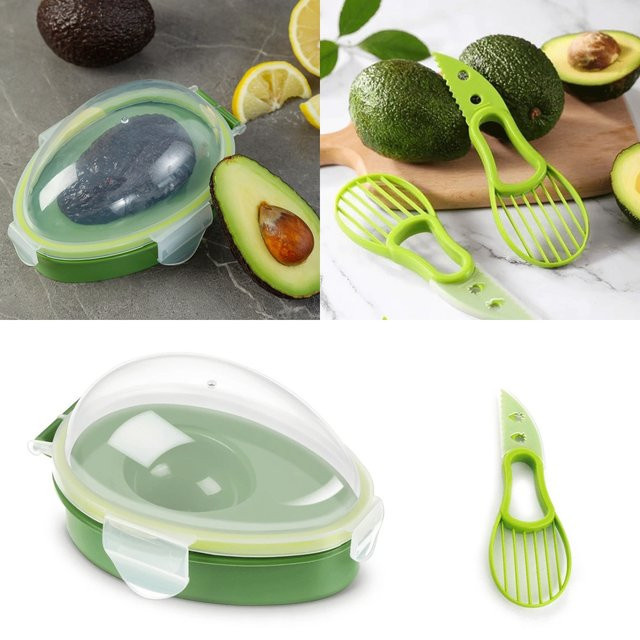 YOCITY Avocado-Aufbewahrungsbox in Grün mit Snap-Lid zur Frischhaltung und als Obstschneider aus Kunststoff, Breite: 15,5 cm, Tiefe: 11,0 cm - Bild 1