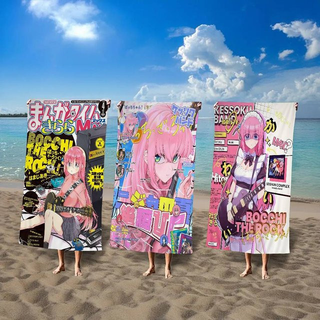 B-Bocchi The Rock Anime Mikrofaser Strandtuch, saugfähig und weich, Multicolour - Bild 1