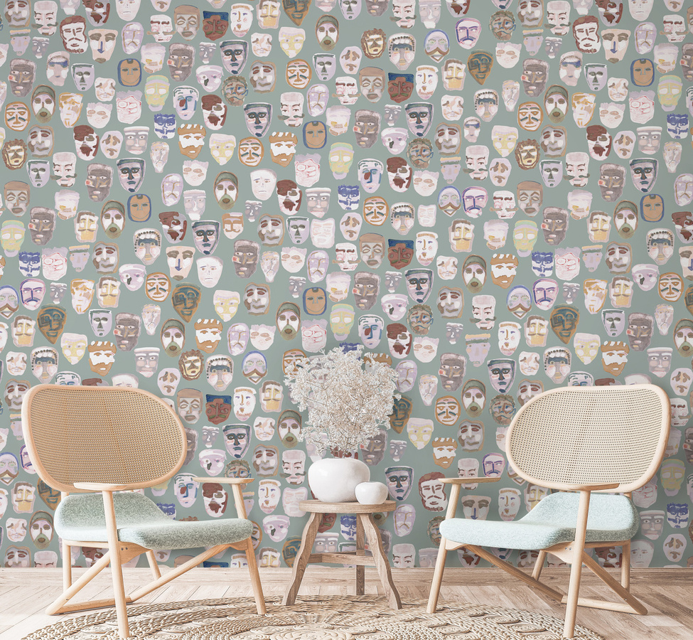 Tenue de Ville Wallpaper Parade Wandtapete Abstract Design in Sage Green - Bild 1