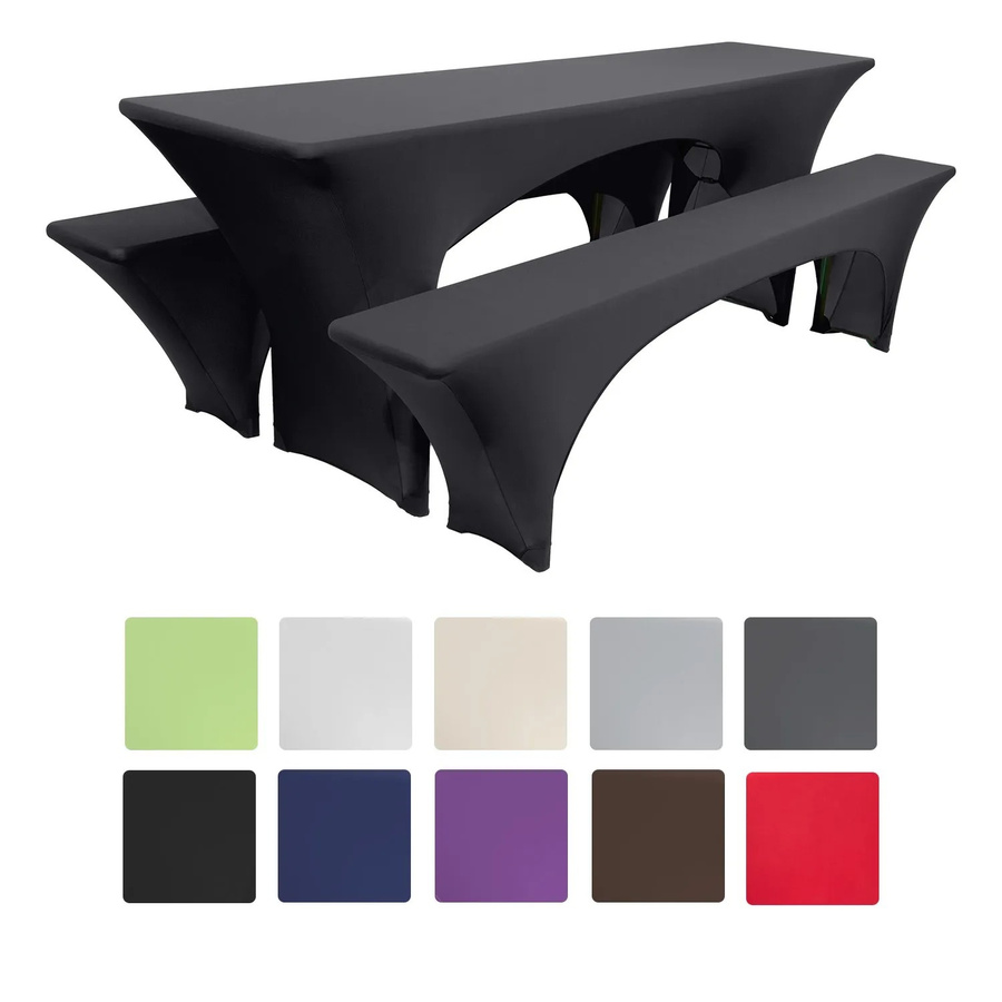 Beautissu Victoria Biertischhusse Schwarz 3-teilig für rechteckige Tische mit 70 cm Breite - Bild 2