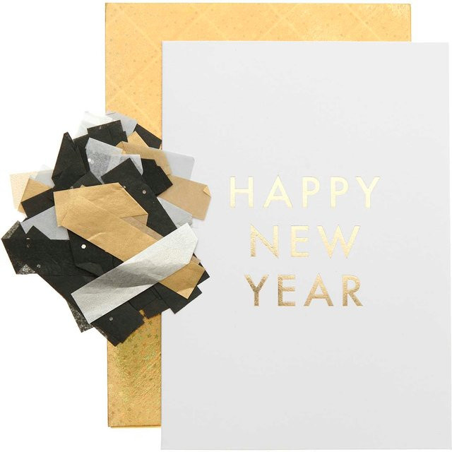 Rico Design Paper Poetry Grußkartenset Happy New Year in Weiß - Bild 1