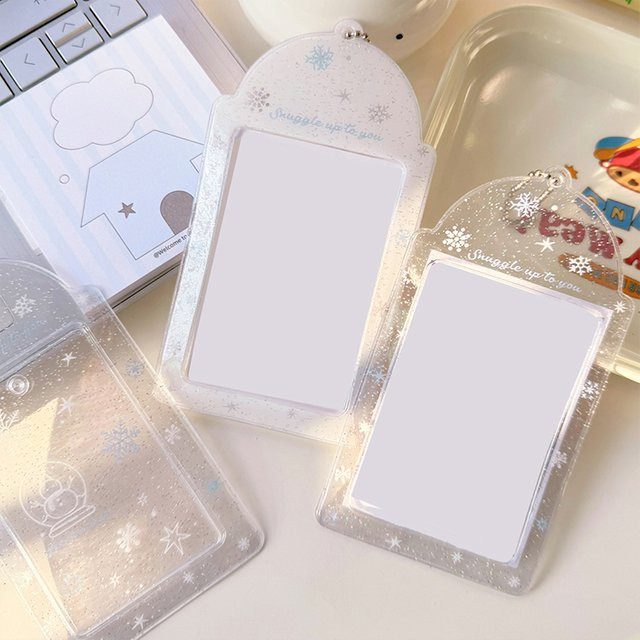 Transparenter Fotokartenhalter aus Kunststoff für Idol-Fotokarten, Postkarten und Ausweise, Weiß, Breite: 7,6 cm - Bild 1