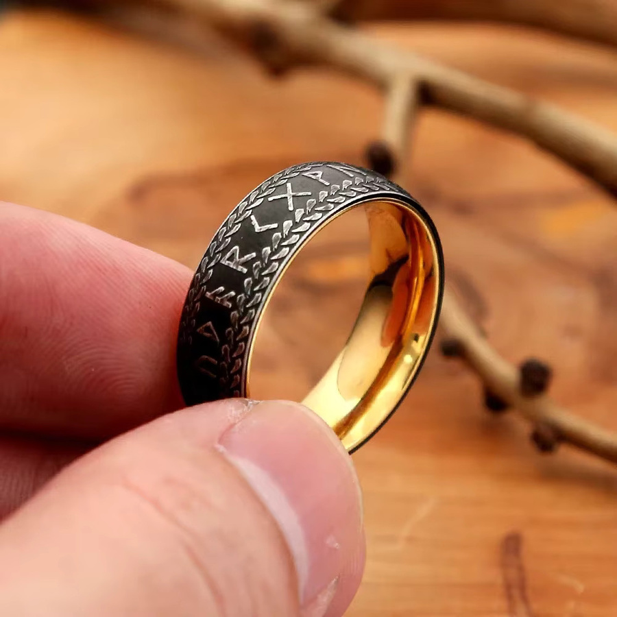 Ring Nordische Runen, Edelstahl, Herren - Bild 4