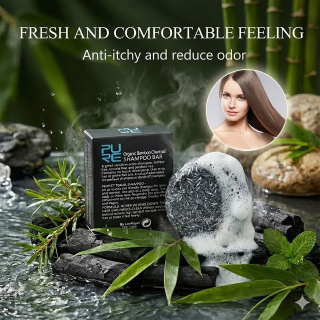 PURC Shampoo-Bar Bambuskohle, Anti-Schuppen, Unisex - Bild 1