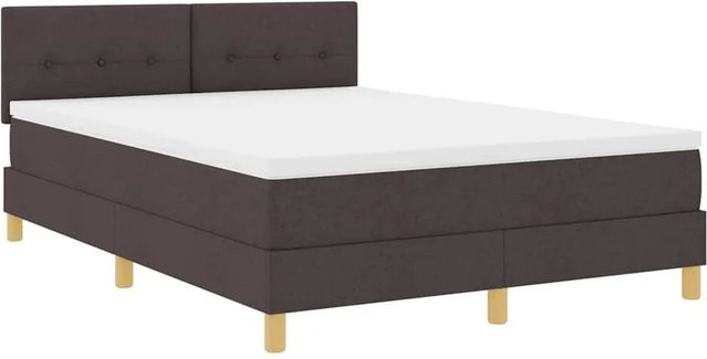vidaXL LED Boxspringbett mit Matratze Dunkelbraun B/T/H: 140 x 200 x 43 cm mit USB-Anschluss und Unterbettbeleuchtung - Bild 1