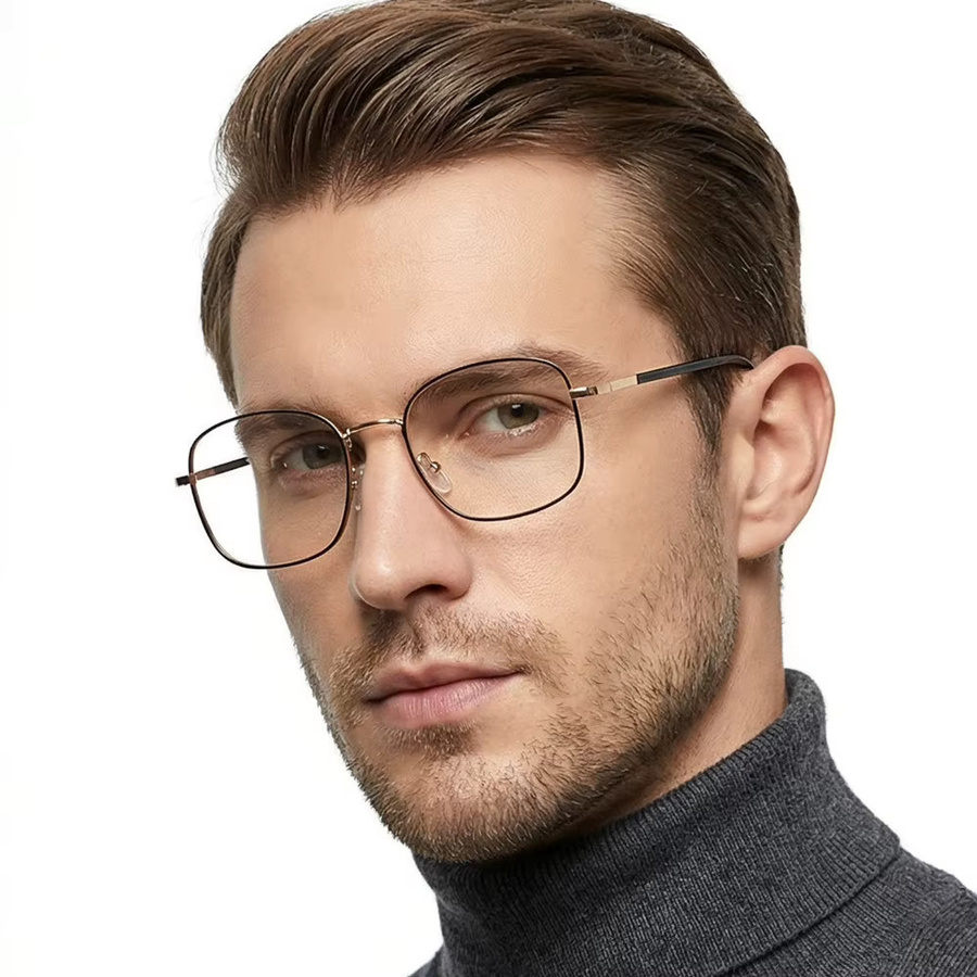 FUQIAN Korrektionsbrille, quadratisch, Vollrand, Metal, Unisex, photochrom, Blaulichtfilter - Bild 2