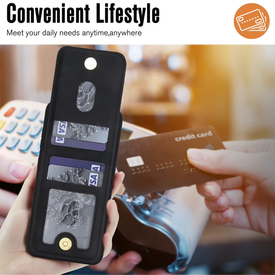 Magnetische Leder-Brieftasche als Schutzhülle für Samsung Galaxy S25 S24 FE S23 Ultra S22 Plus A55 A35 A15 A54 in Schwarz oder Grau - Bild 2