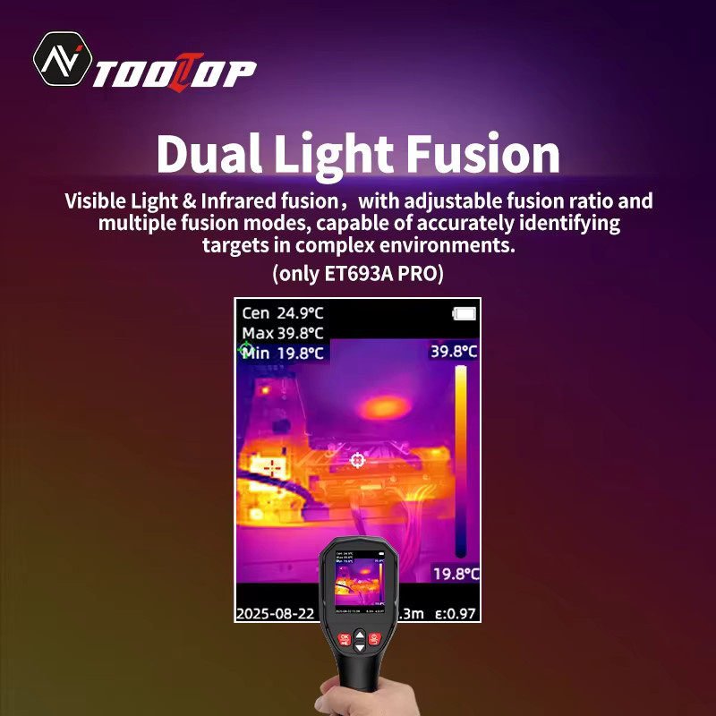 TOOLTOP Tragbare Wärmebildkamera TISR mit 240x240 Videobildspeicher, 200W Sichtbares Licht Fusion und Messbereich von -20 °C bis 500 °C - Bild 2