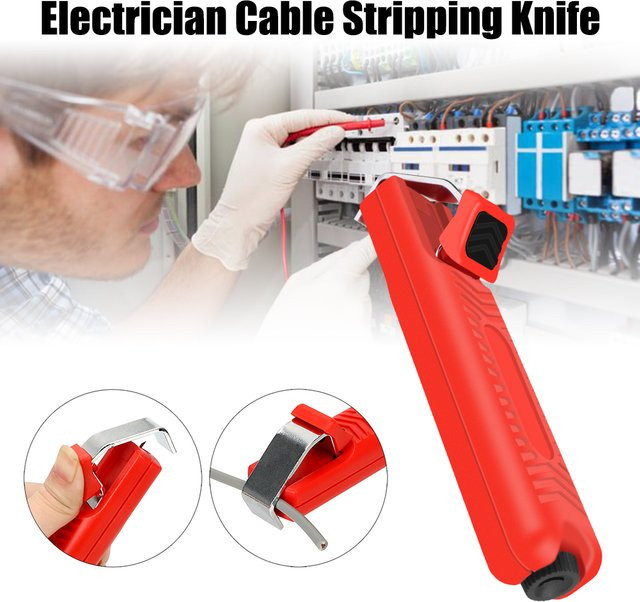DIYWORK Kabelabisoliermesser mit Kunststoffgriff in Rot für 8–28 mm - Bild 1