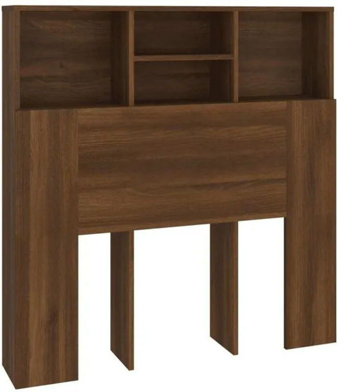 Modernes Kopfteil mit Ablagen von vidaxl in Braun Eichen-Optik, B: 100 cm, T: 19 cm, H: 103,5 cm - Bild 1