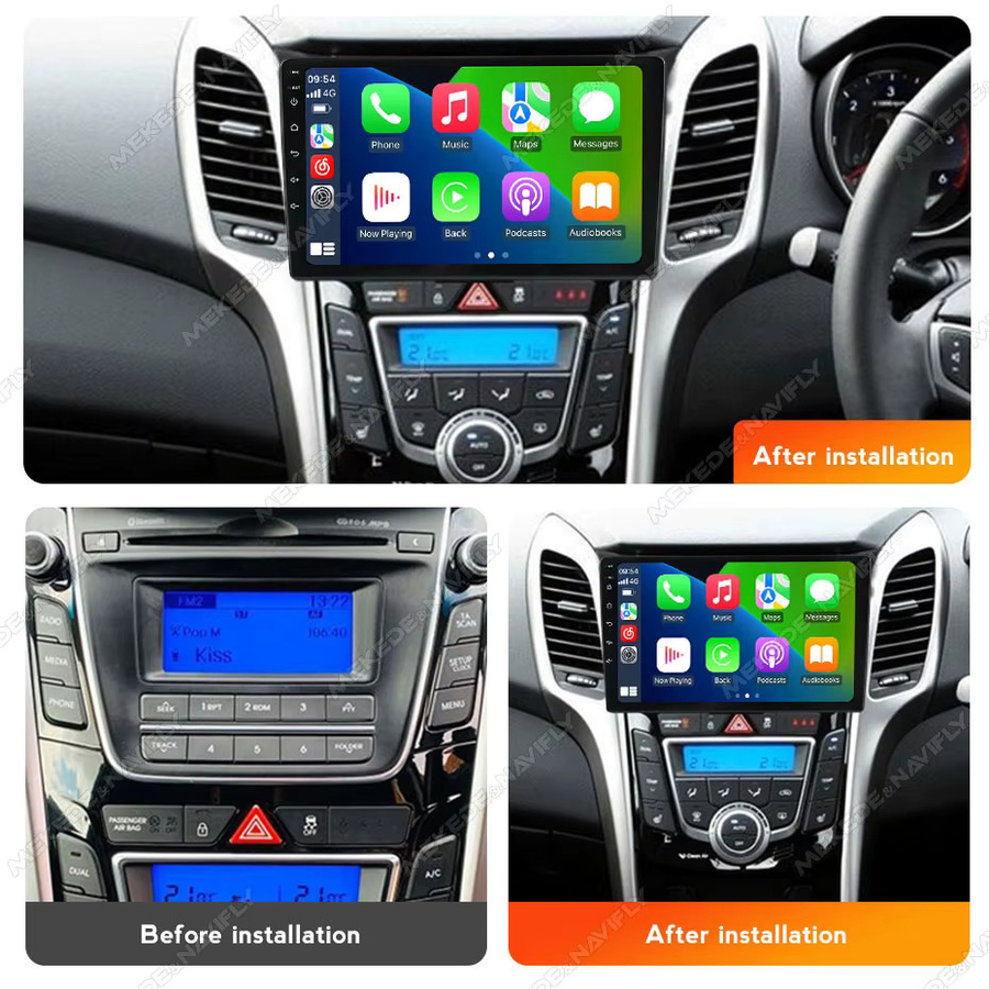 NAVIFANS Android 14 Intelligentes Auto-Audiosystem für Hyundai i30 II 2 GD 2011-2017 mit 9 Zoll Display, Kabelloses Carplay, GPS und Stereo-Headunit in Schwarz - Bild 2