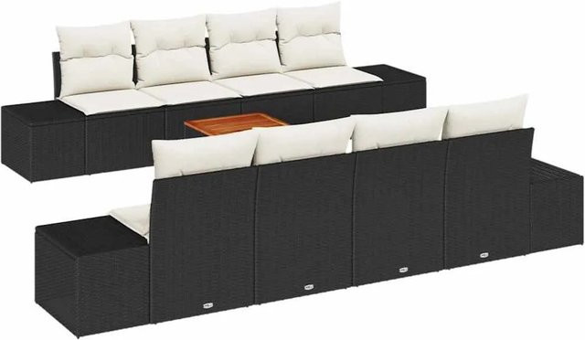 vidaXL Garten-Sofa-Set 7-teilig aus Polyrattan in Schwarz-Weiß mit U-Form und Stauraumfunktion - Bild 1