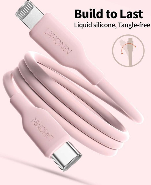 LAIHONEN USB-C auf Lightning Kabel mit 27W PD Schnellladung in Pink für iOS Geräte - Bild 1
