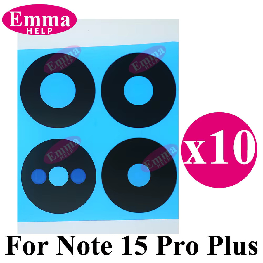 10er Set Ersatz-Glaslinsen für die Rückkamera von Xiaomi Redmi Note 15 Pro Plus 5G, Note 14 4G, 13T und 14T Pro inklusive Klebstoff-Aufkleber in Schwarz - Bild 3
