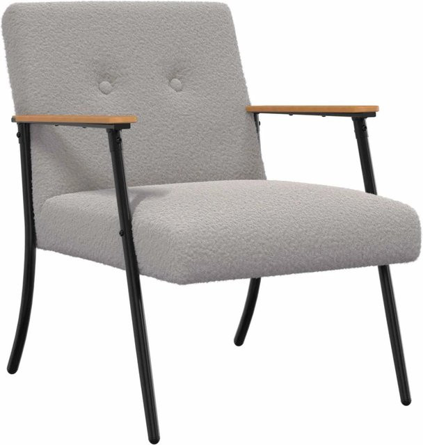 vidaXL Sessel in Grau mit Bouclé-Stoff und Armlehnen, B/T/H: 59 x 75 x 78 cm - Bild 1