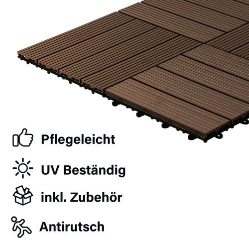 Home Deluxe Klickfliesen WPC Bavaro Dunkelbraun, 9 m², B/T/H: 30 x 30 x 2,2 cm - Bild 4