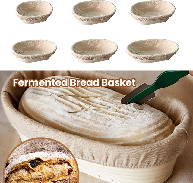 Ovaler Brotschutzkorb aus Rattan in Beige von VKTECH als Banneton Brotform und Backzubehör - Bild 1